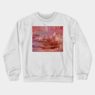 Abstract Oil Painting Waterlily Pink White Red Crewneck Sweatshirt